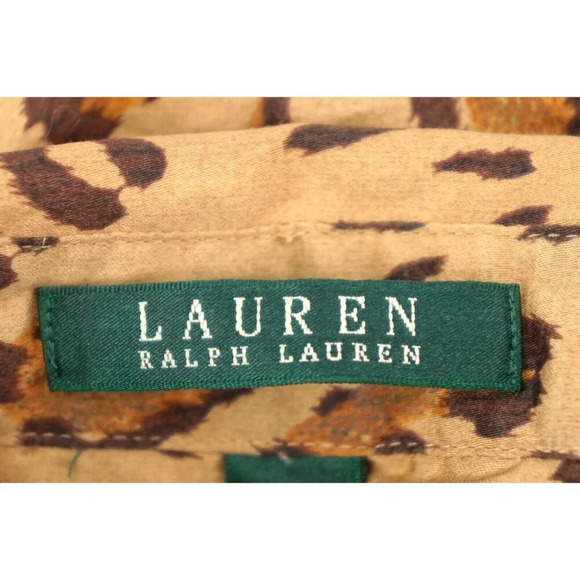 Lauren Ralph Lauren Shirt Women Small Petite Animal Print Button Up 100% Cotton - Picture 3 of 10